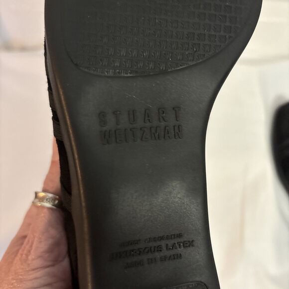 Stuart Weitzman Womens Black Suede Wedge Loafer Old Money Luxurious Latex sz 7.5 - Picture 7 of 16